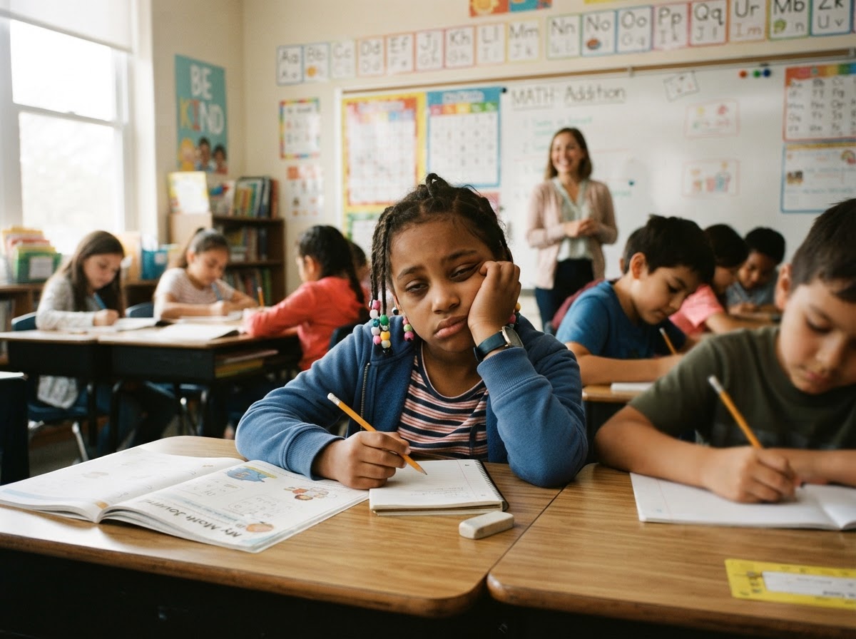 Child struggling in classroom due to hunger