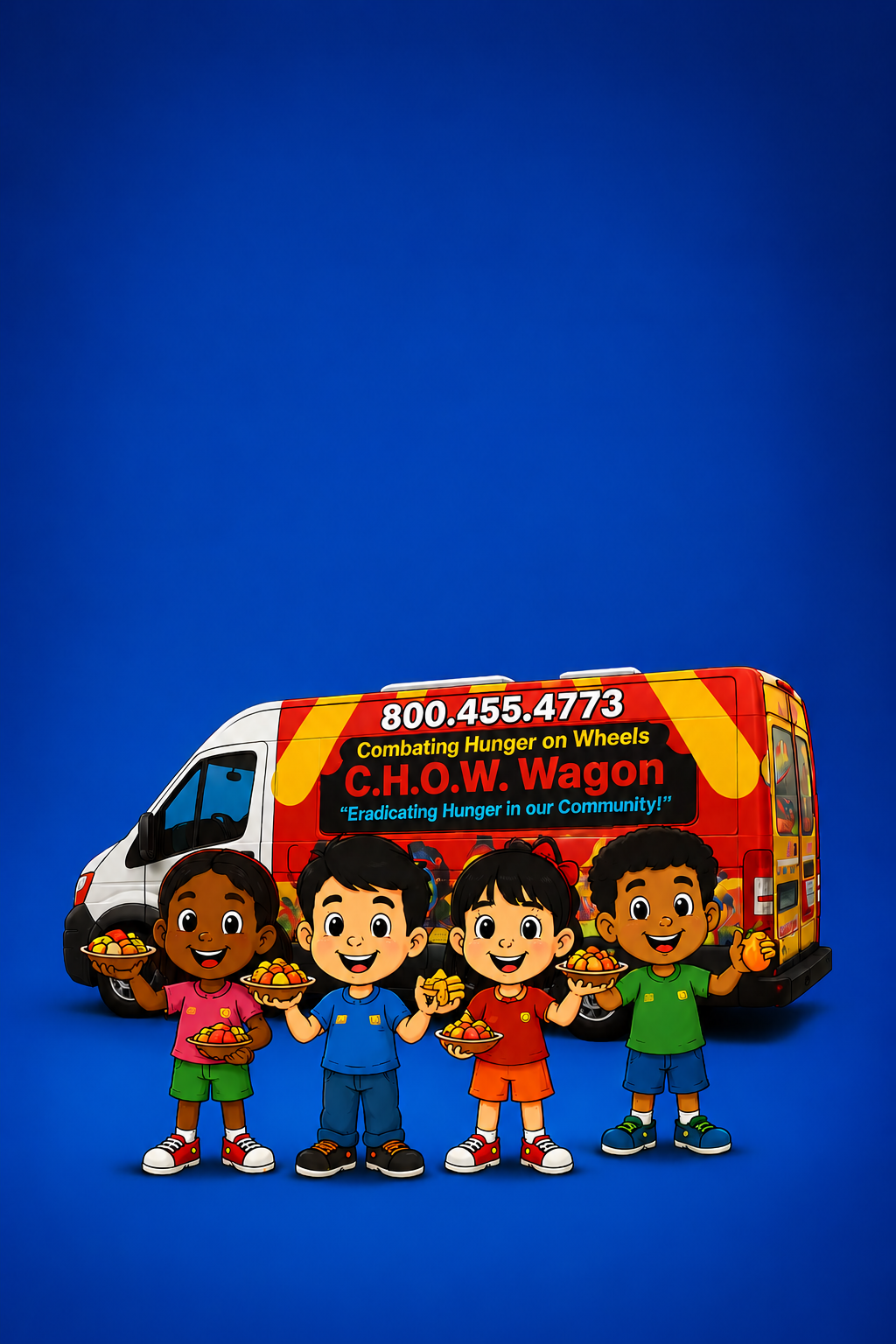 Children and the C.H.O.W. Wagon van bringing food, hope, and stronger futures to the community