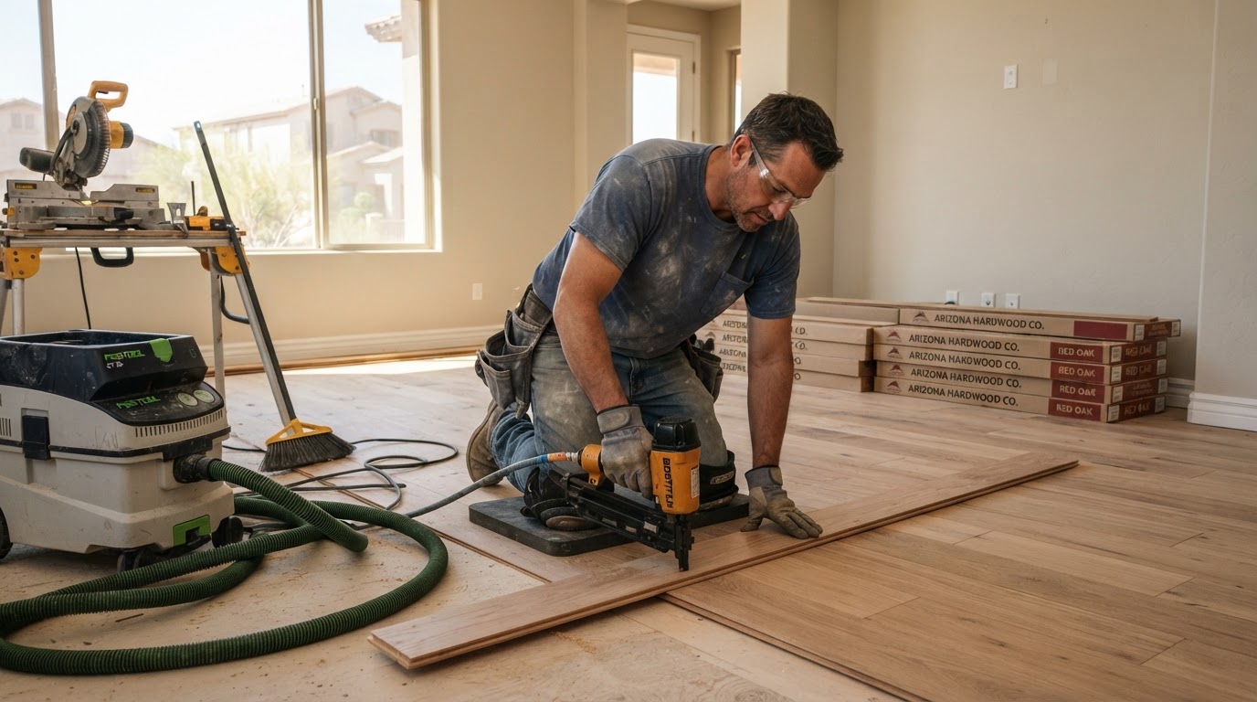 Hardwood Installation & Sanding. — G5E Flooring installation in Phoenix AZ