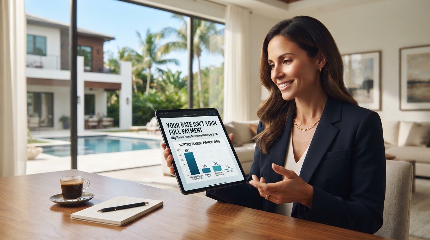 South Florida homebuyer comparing mortgage payment and homeowners insurance costs in 2026.
