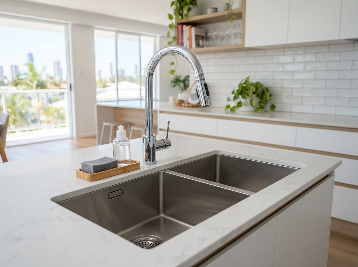 Newly installed kitchen mixer tap at a Gold Coast residence by Plumber ASAP