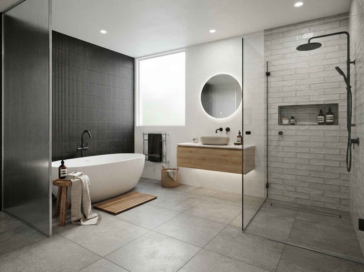 Finished bathroom renovation with freestanding bath by Plumber ASAP