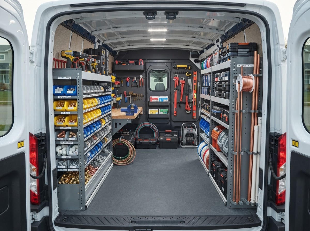 Plumber ASAP van with tools and fittings ready for a Gold Coast job