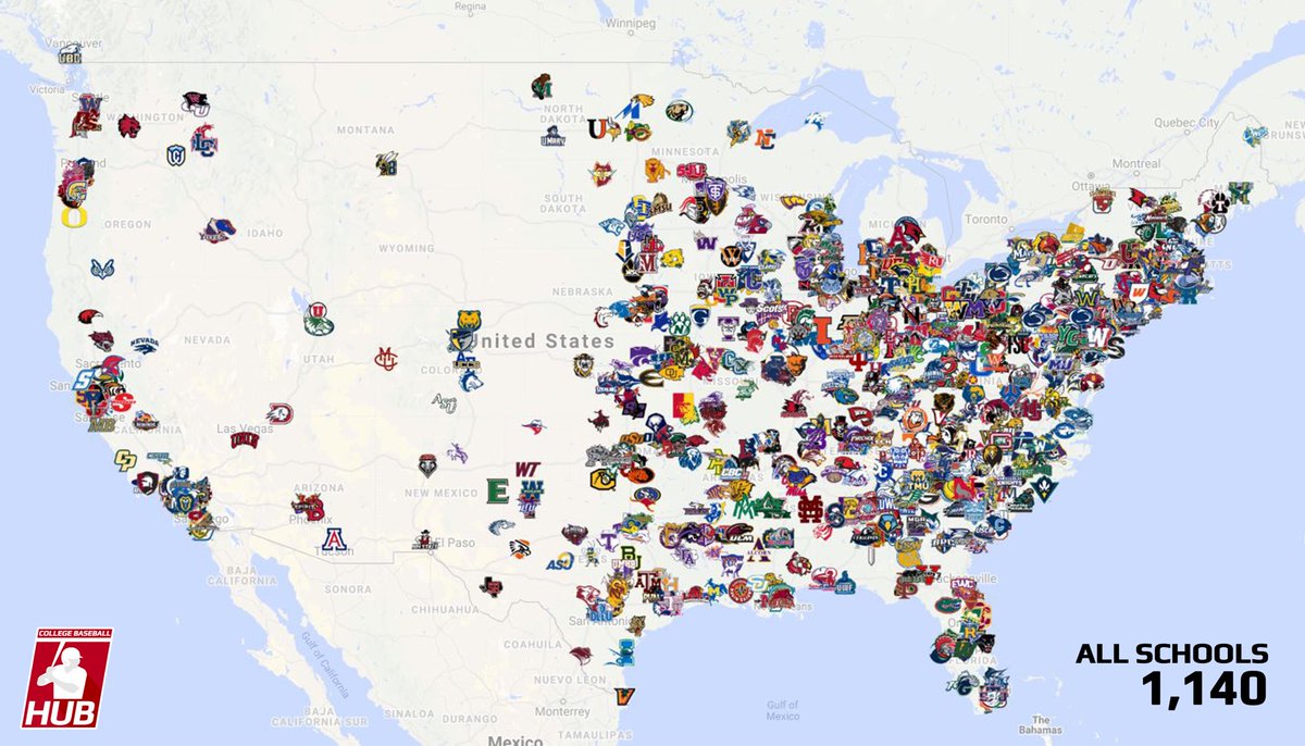 United States map showing college recruiting opportunities