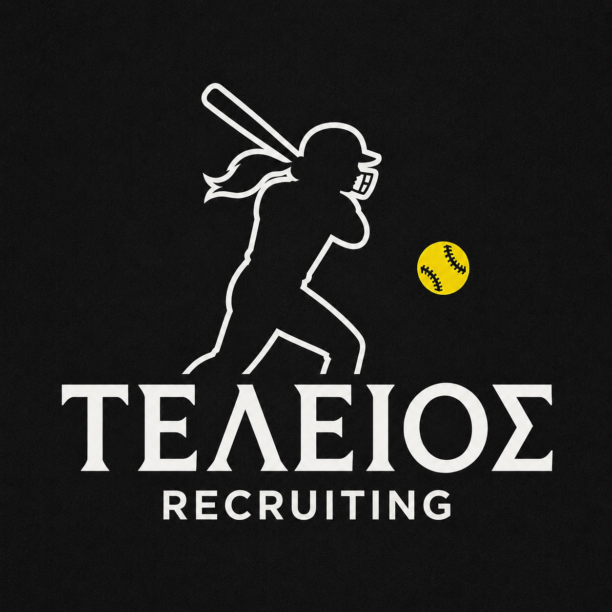 College softball player swinging at home plate under stadium lights