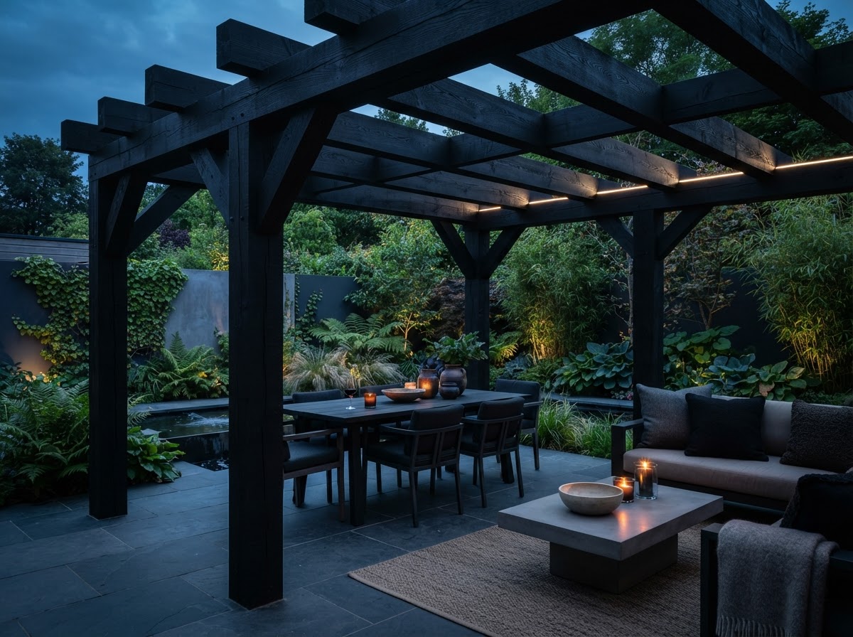 Pergola's & Constructiehout — zwart en antraciet gespoten tuinhout