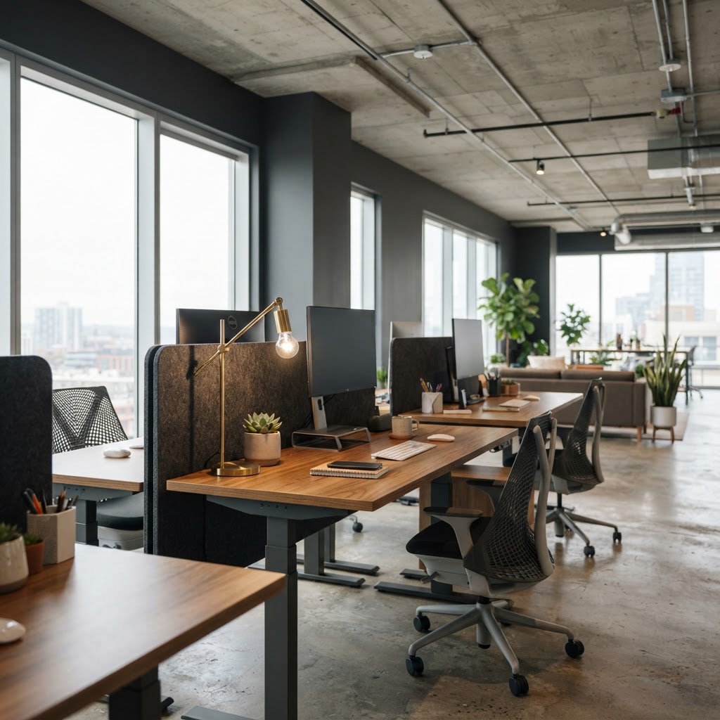 Open-plan office workstations