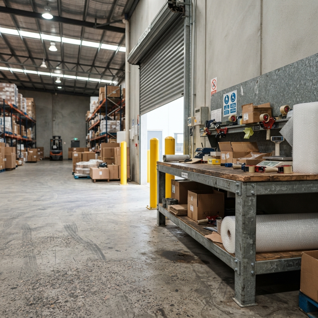 Trade counter and dispatch area with safety bollards