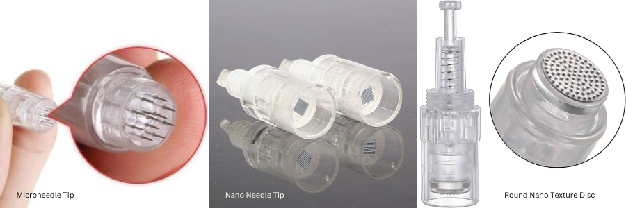 Comparison of Microneedle Tip, Nano Needle Tip, and Round Nano Texture Disc