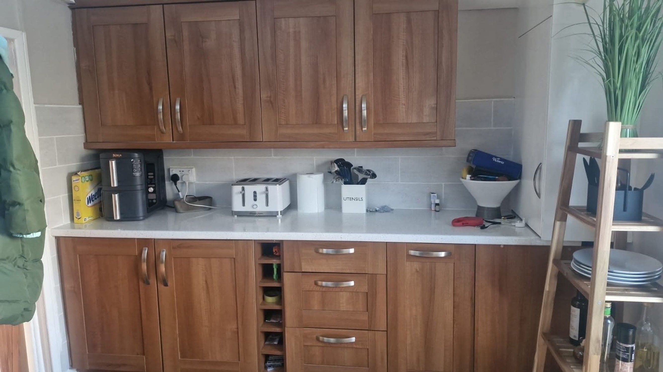 Oak Kitchen to Farrow & Ball Blue Transformation Before