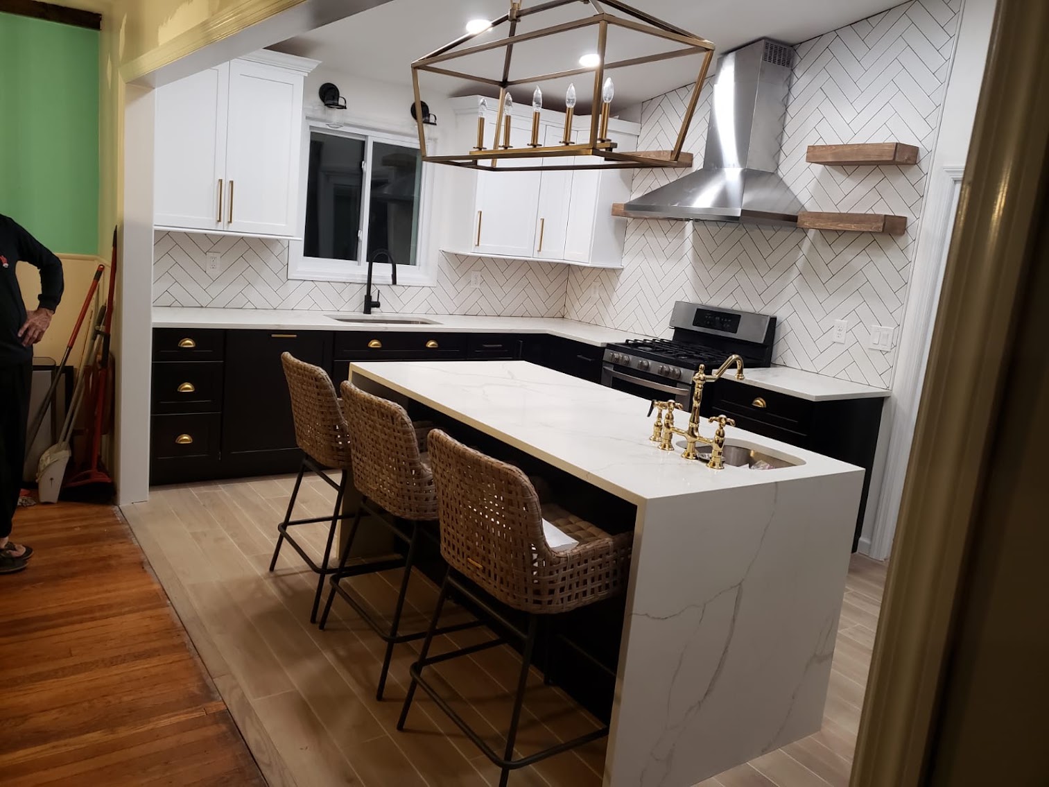 Herringbone tile kitchen remodel by Dougy Construction