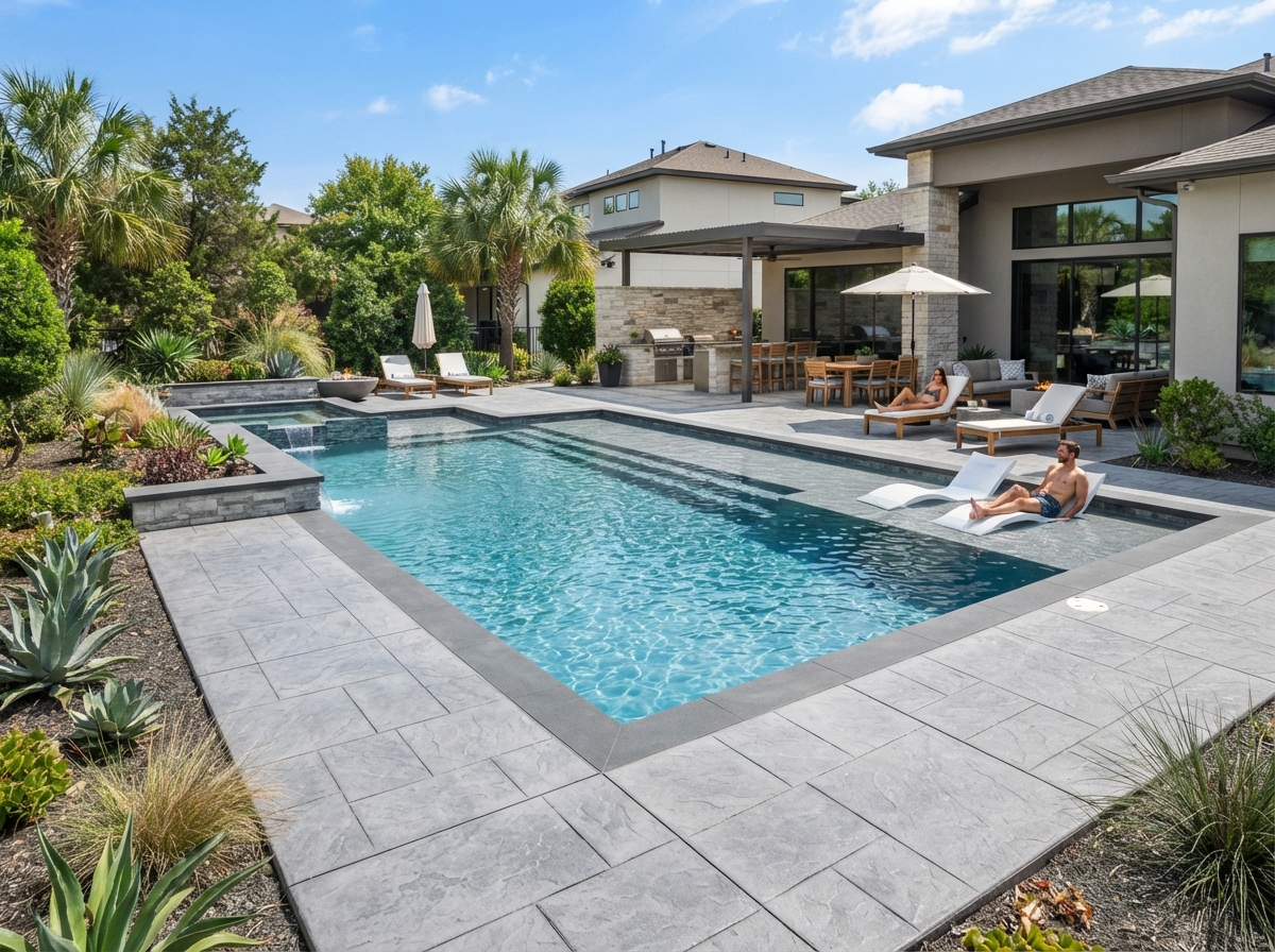 Stamped Pool Deck project in Prosper, TX