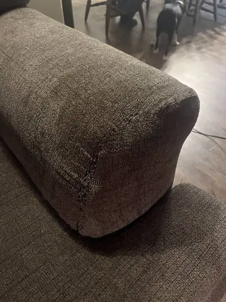 After: Dog-Chewed Sofa Arm Repaired