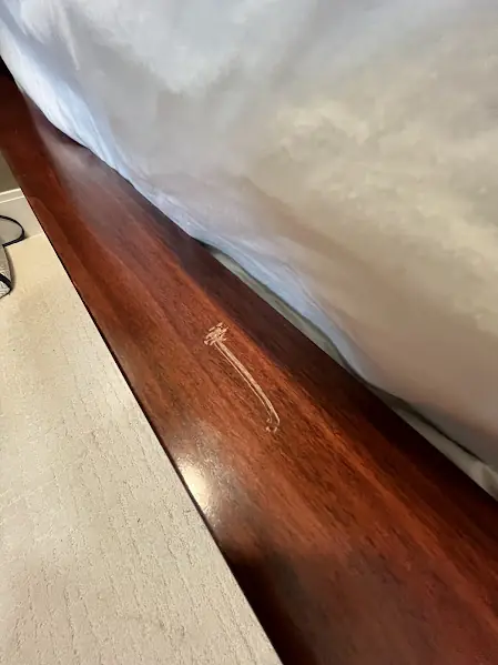 Before: Scratched Bed Rail