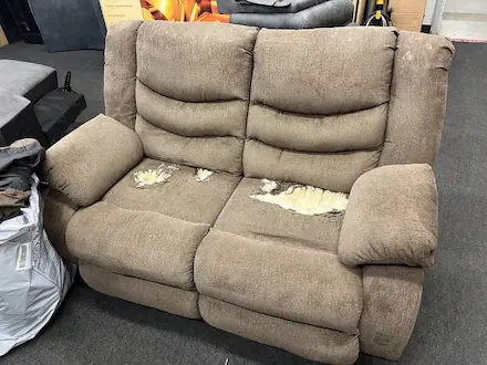 Before: Loveseat Seat Casings Torn