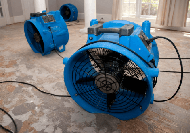 Professional drying equipment operating at a SunCoast Restoration project