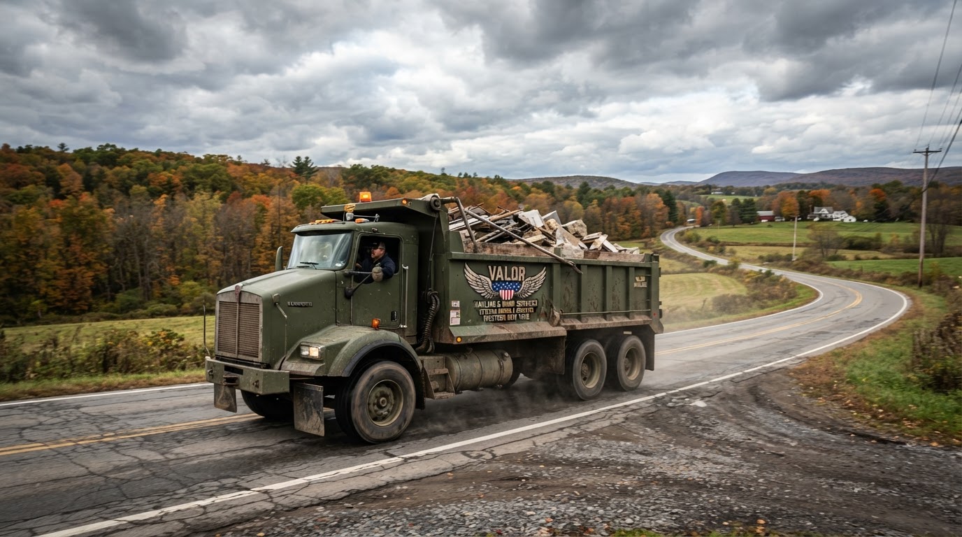 G.I. John's Hauling LLC commercial dump truck — Junk removal, material delivery and property services in Western New York
