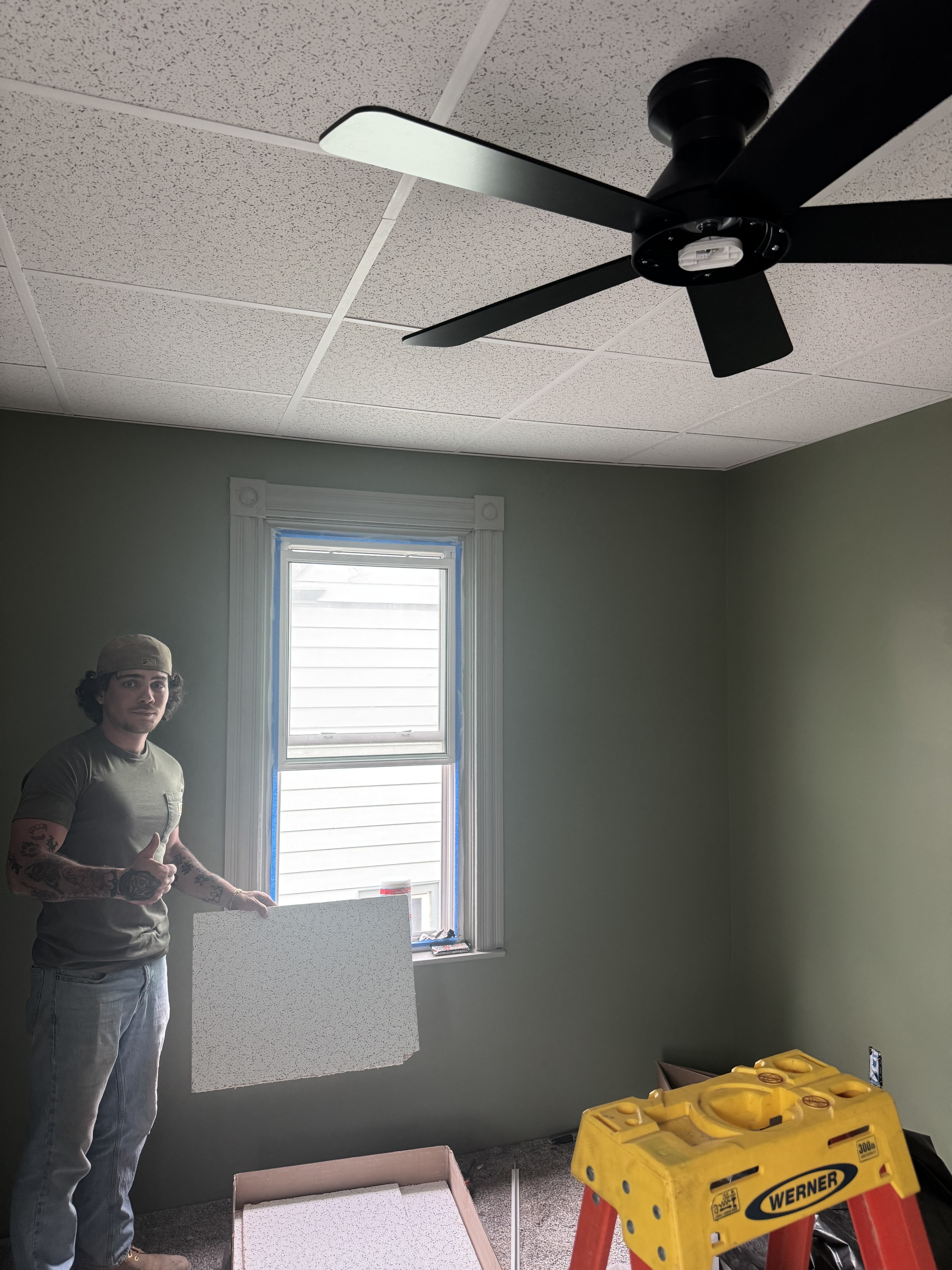 Ceiling Fan & Tile Installation by G.I. John's Hauling in Western New York