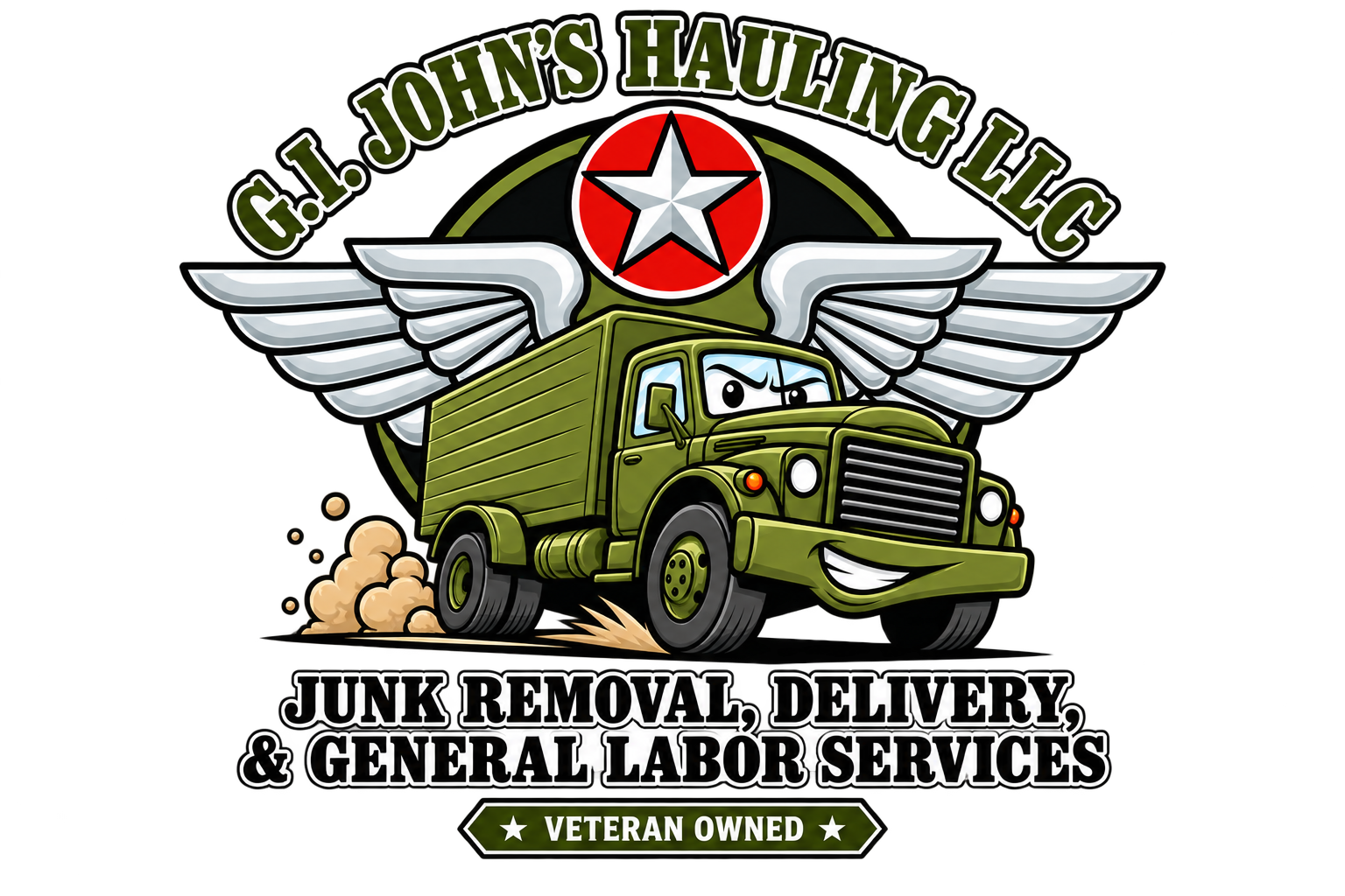 G.I. John's Hauling LLC logo — Veteran owned junk removal and hauling services in Western New York
