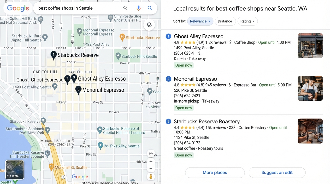 Google Maps optimization service 3-pack results example in Dubai