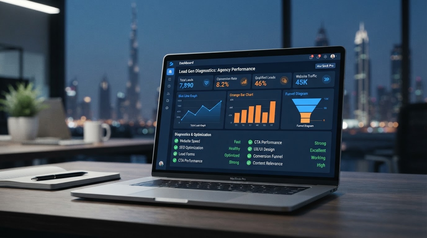 Web design agency Dubai running 7 diagnostic checks on a website to improve lead generation