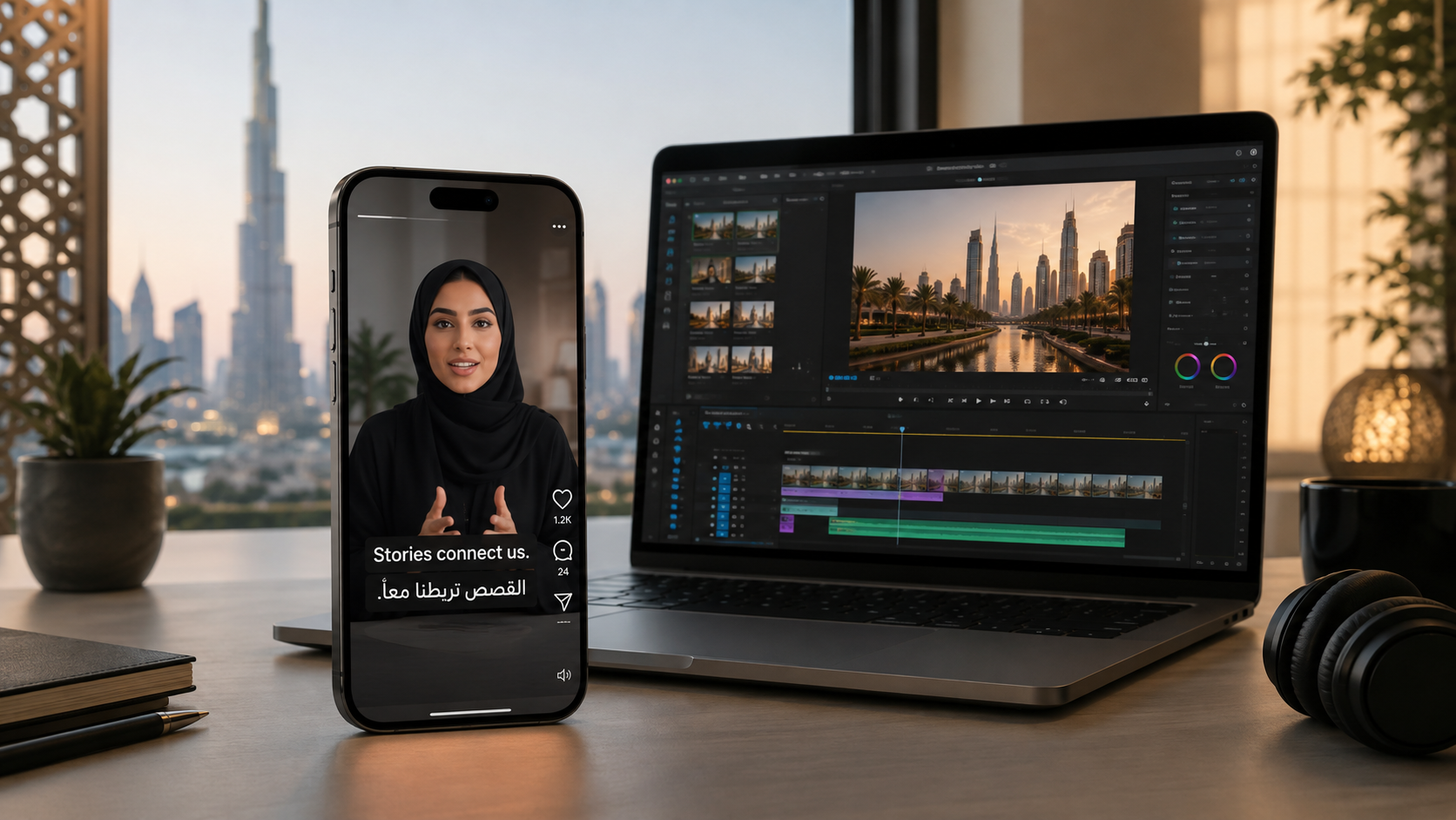 Bilingual English and Arabic video captions editing by Webshure video editing agency Dubai