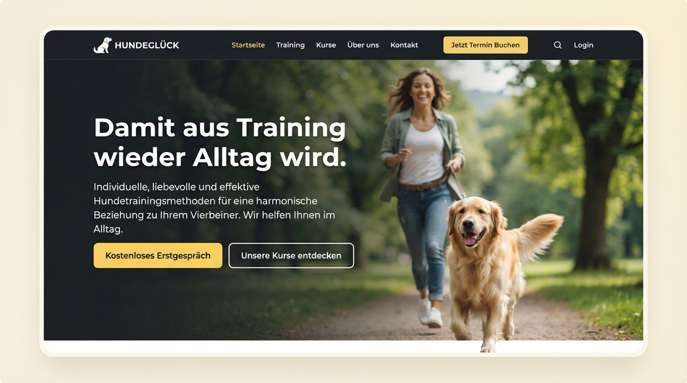 Hundeschule & Verhaltenstraining — Website-Hero-Bereich