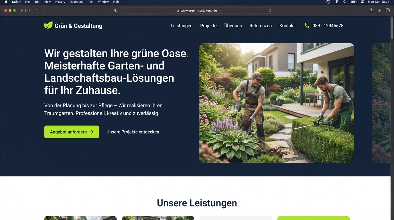 Garten- und Landschaftsbau — Website-Hero-Bereich