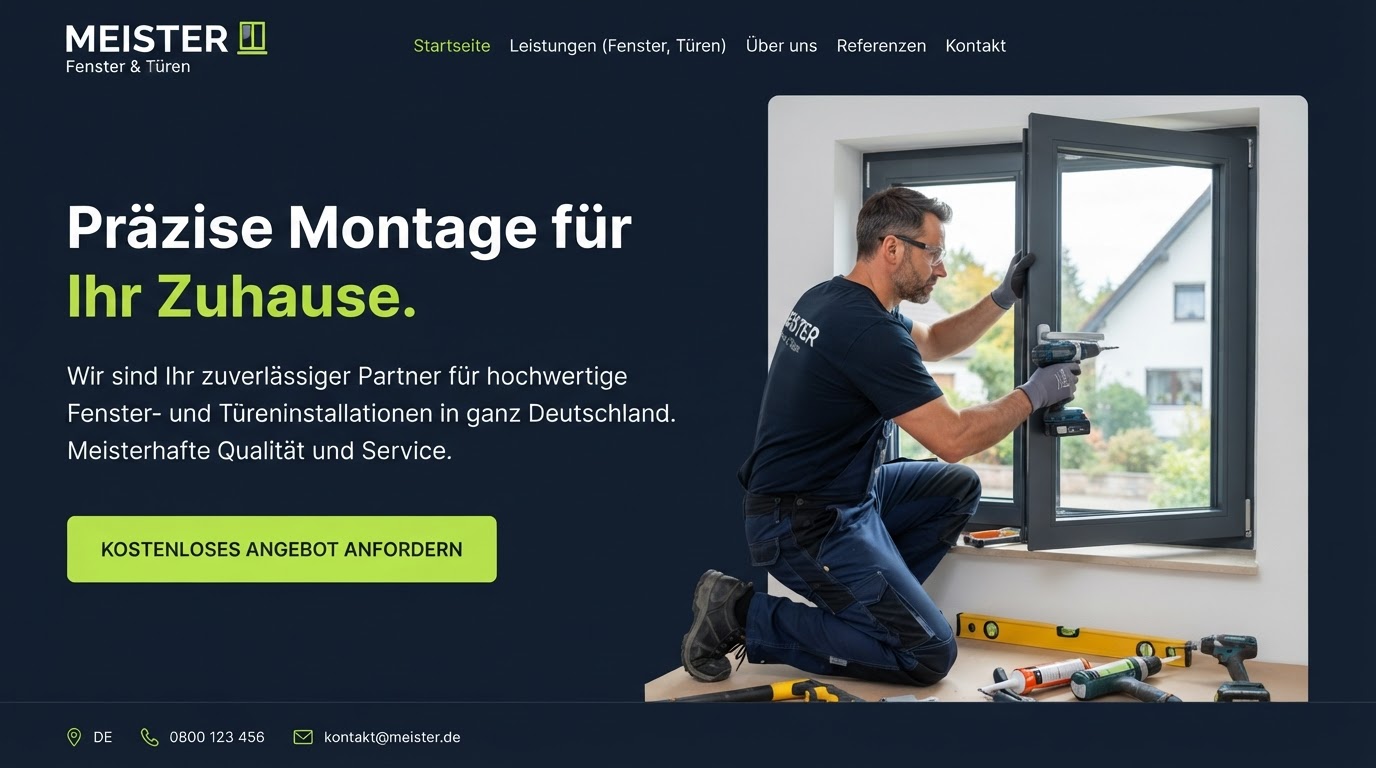 Fenster & Türen Meisterbetrieb — Website-Hero-Bereich