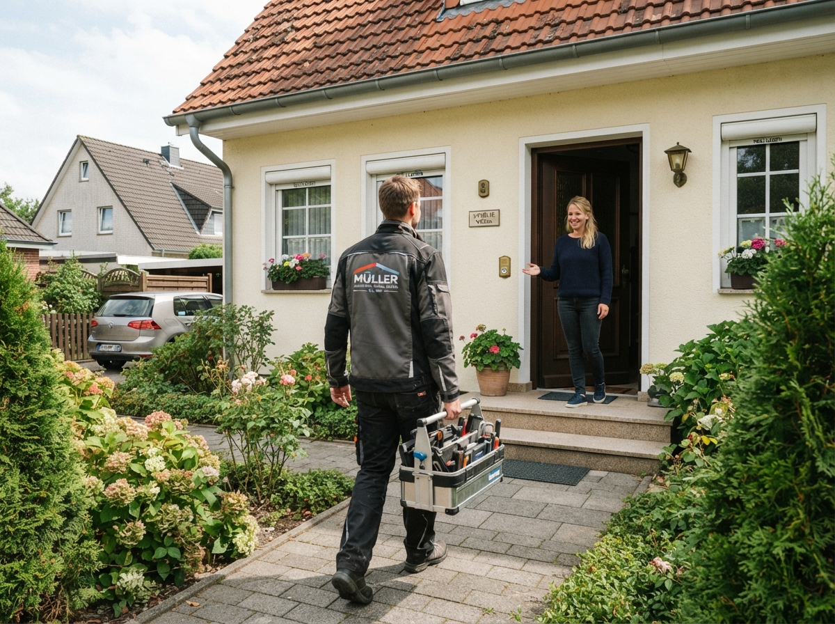 Handwerker-Team bei der Arbeit auf einer Baustelle