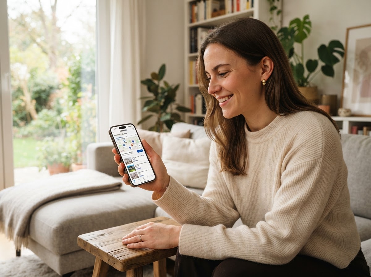 Smartphone mit Immobiliensuche und Exposés