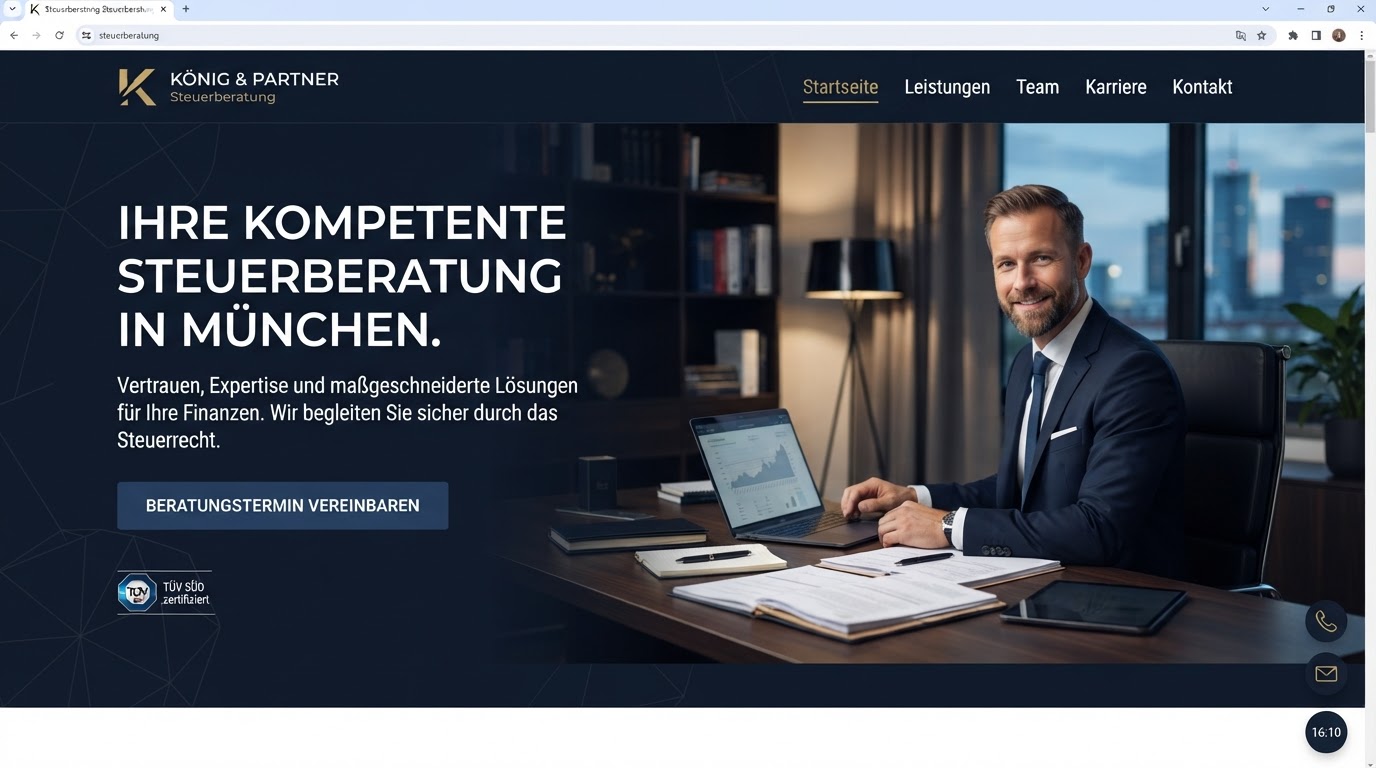 Steuerberatung Kanzlei — Website-Hero-Bereich