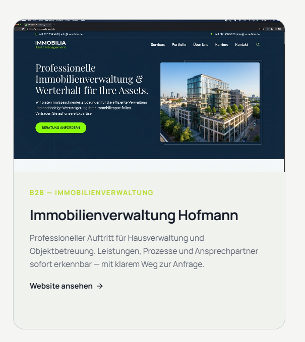 Immobilienverwaltung Hofmann — Website-Hero-Bereich
