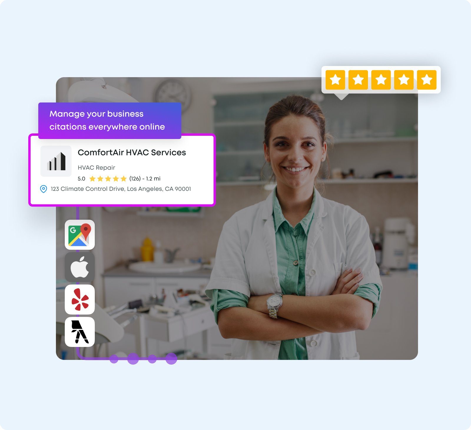 Joni AI Hands-Free Local Authority - automated business citation management across Google Maps, Apple, Yelp and other local directories for ComfortAir HVAC Services