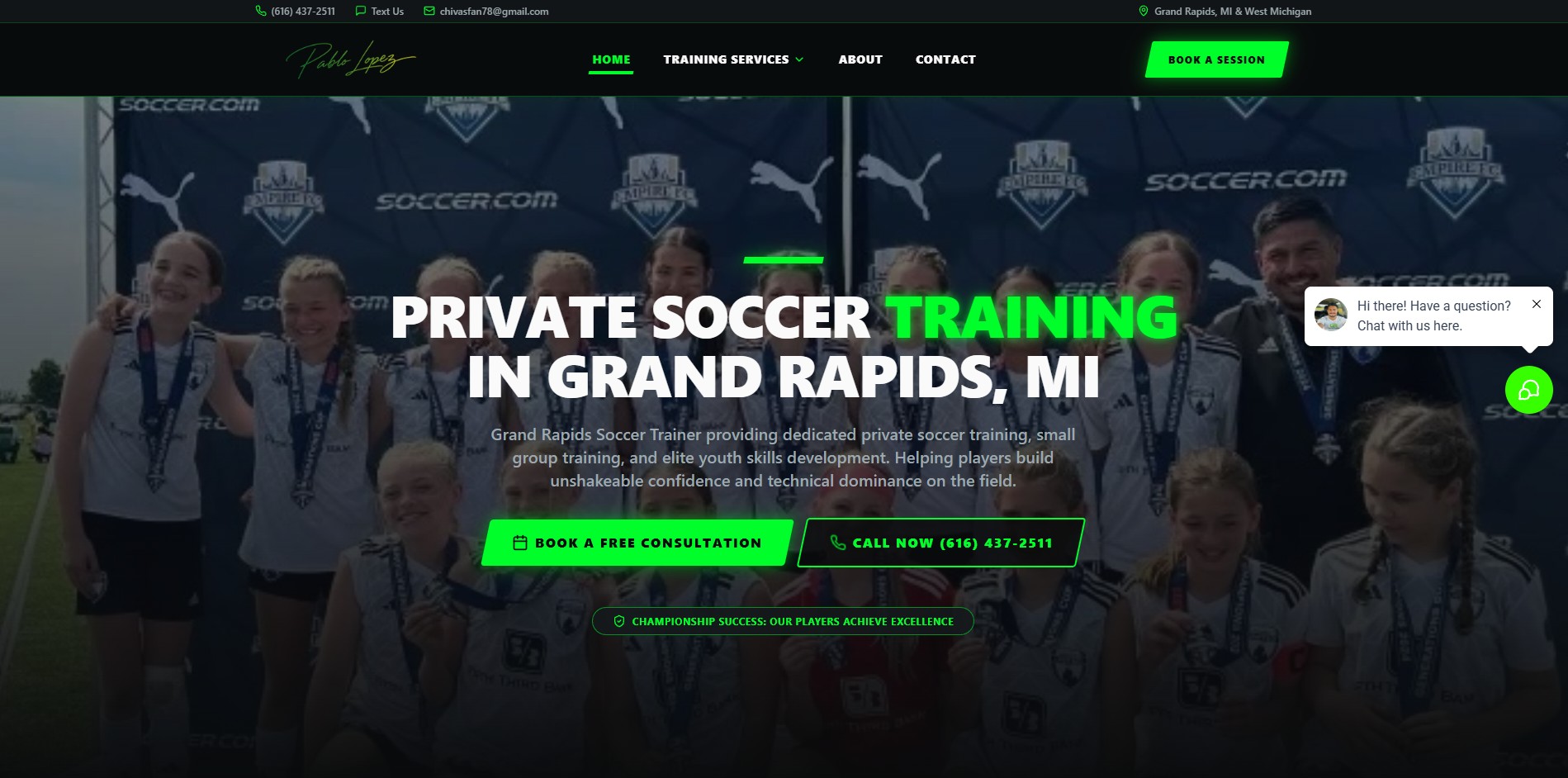 GR Soccer Trainer website designed by Local Ranking Solutions