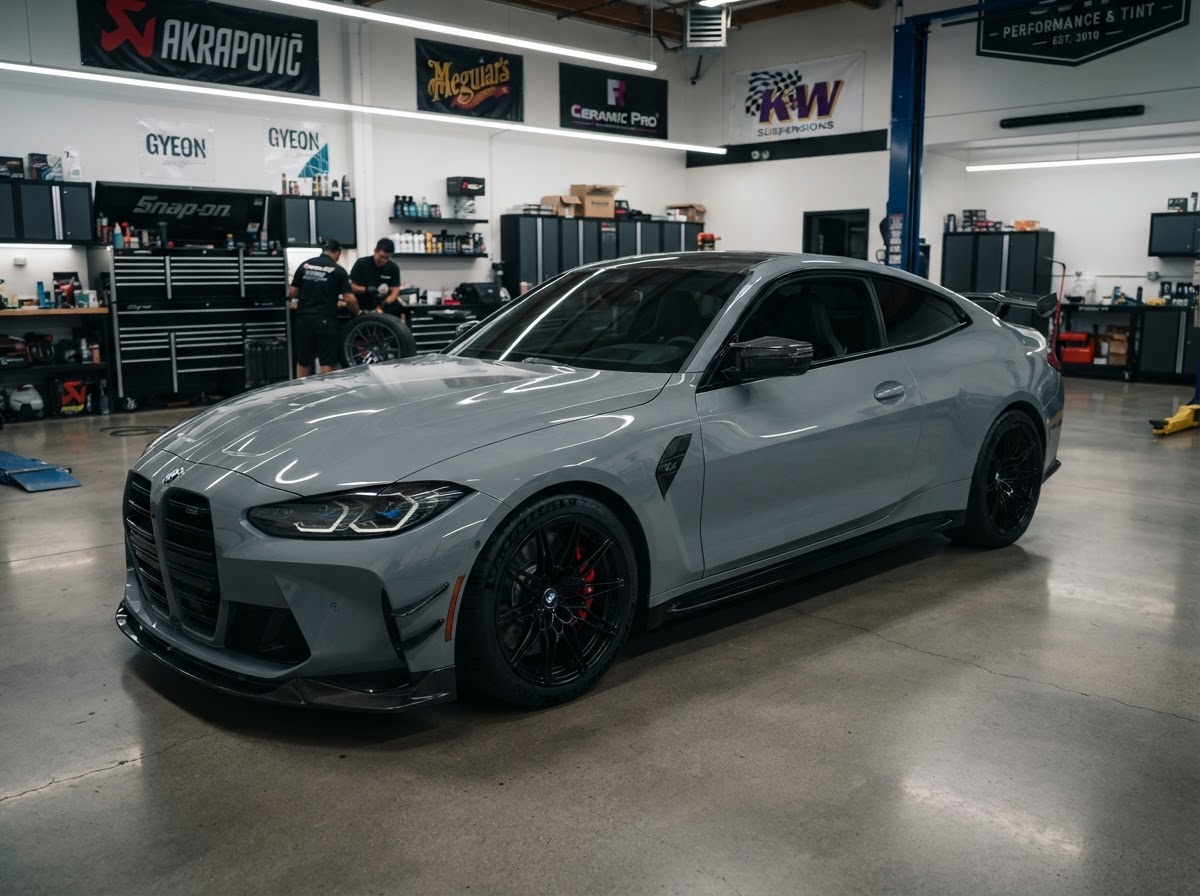 Sporty two-door coupe with dark ceramic tint — Tinted by TK