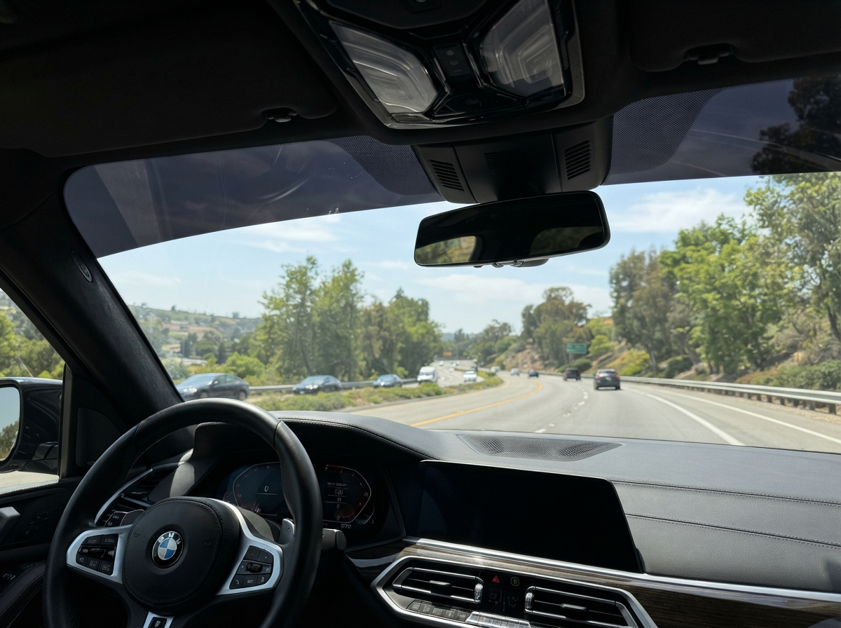 Sunvisor brow strip on windshield with dark gradient tint — Tinted by TK