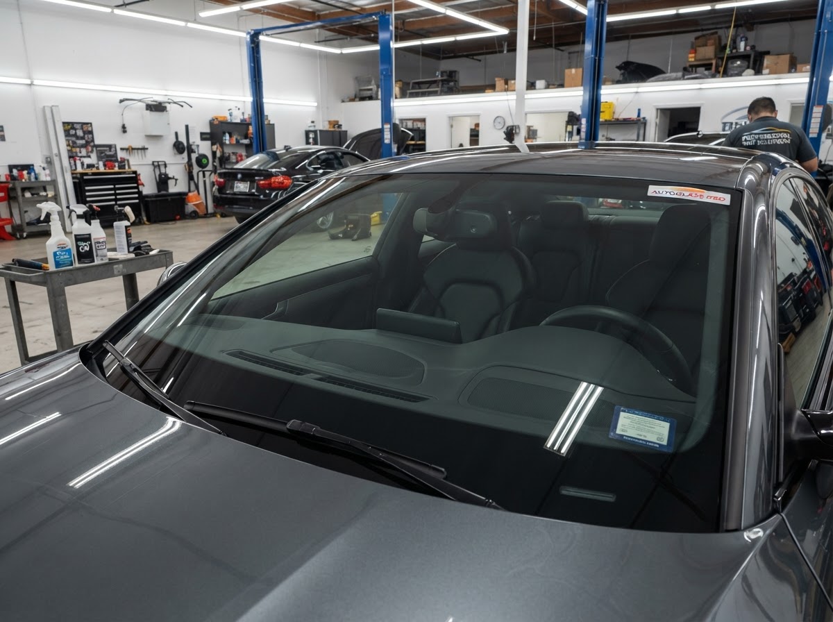 Clean car windshield after old tint removal — Tinted by TK