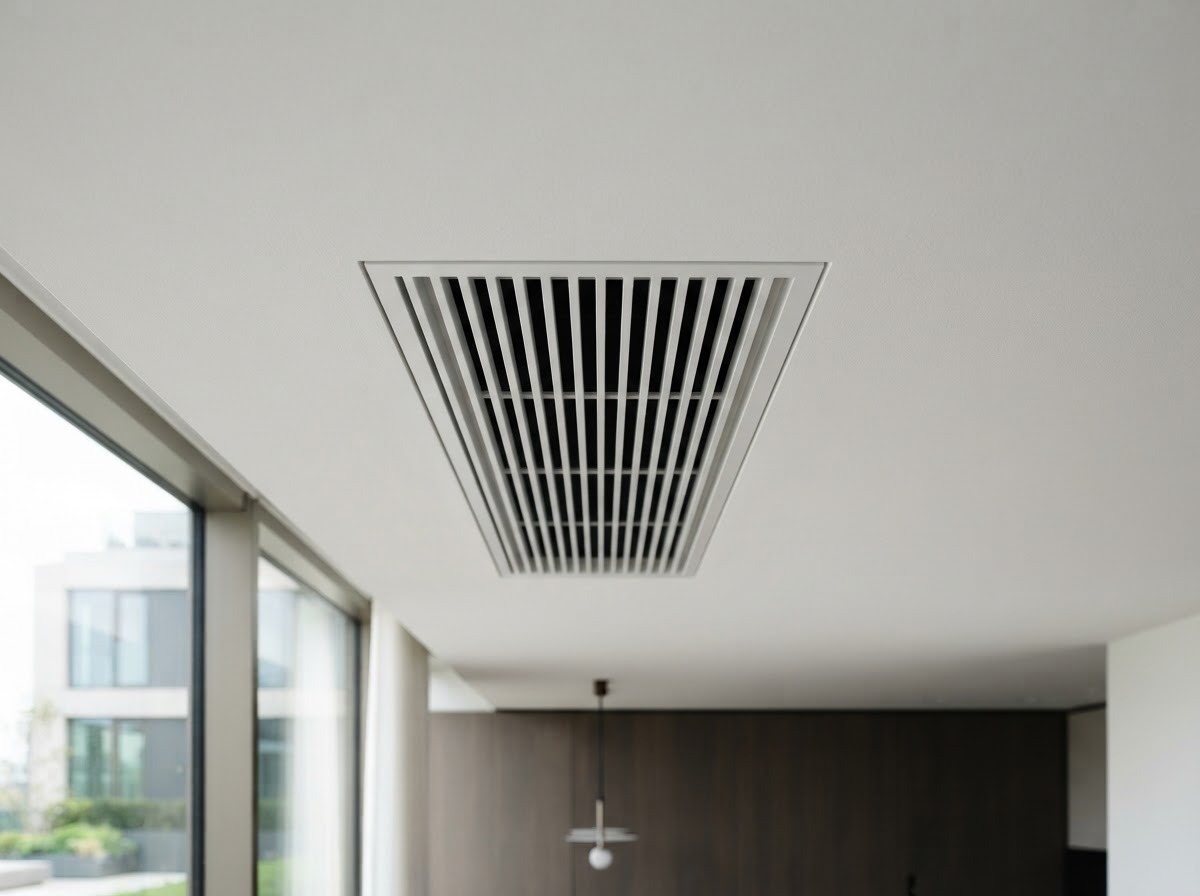 Discreet architectural ceiling diffuser in a premium Canterbury home
