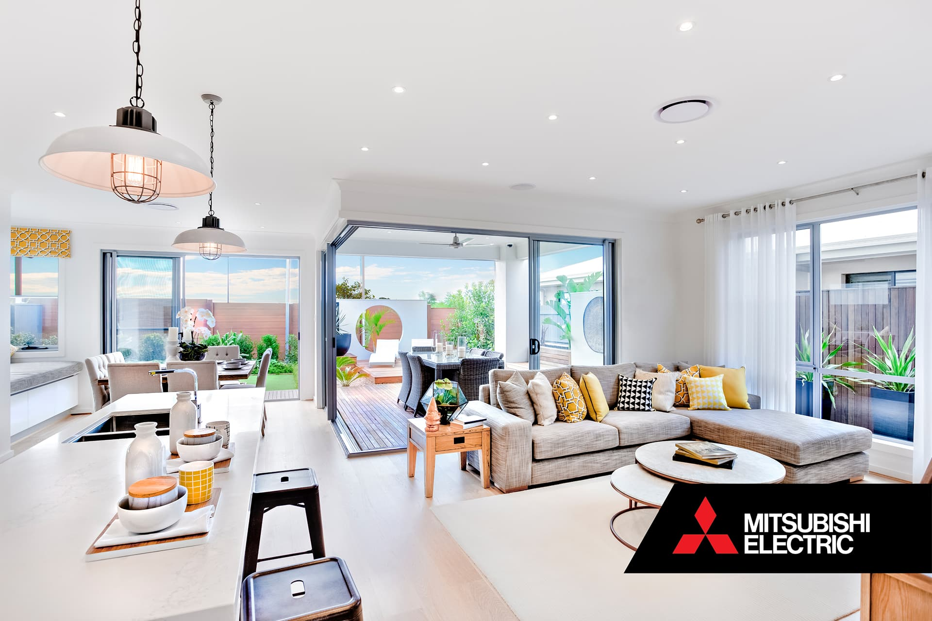 Neat ceiling diffusers and ductwork integrating Lossnay ventilation with a ducted heat pump
