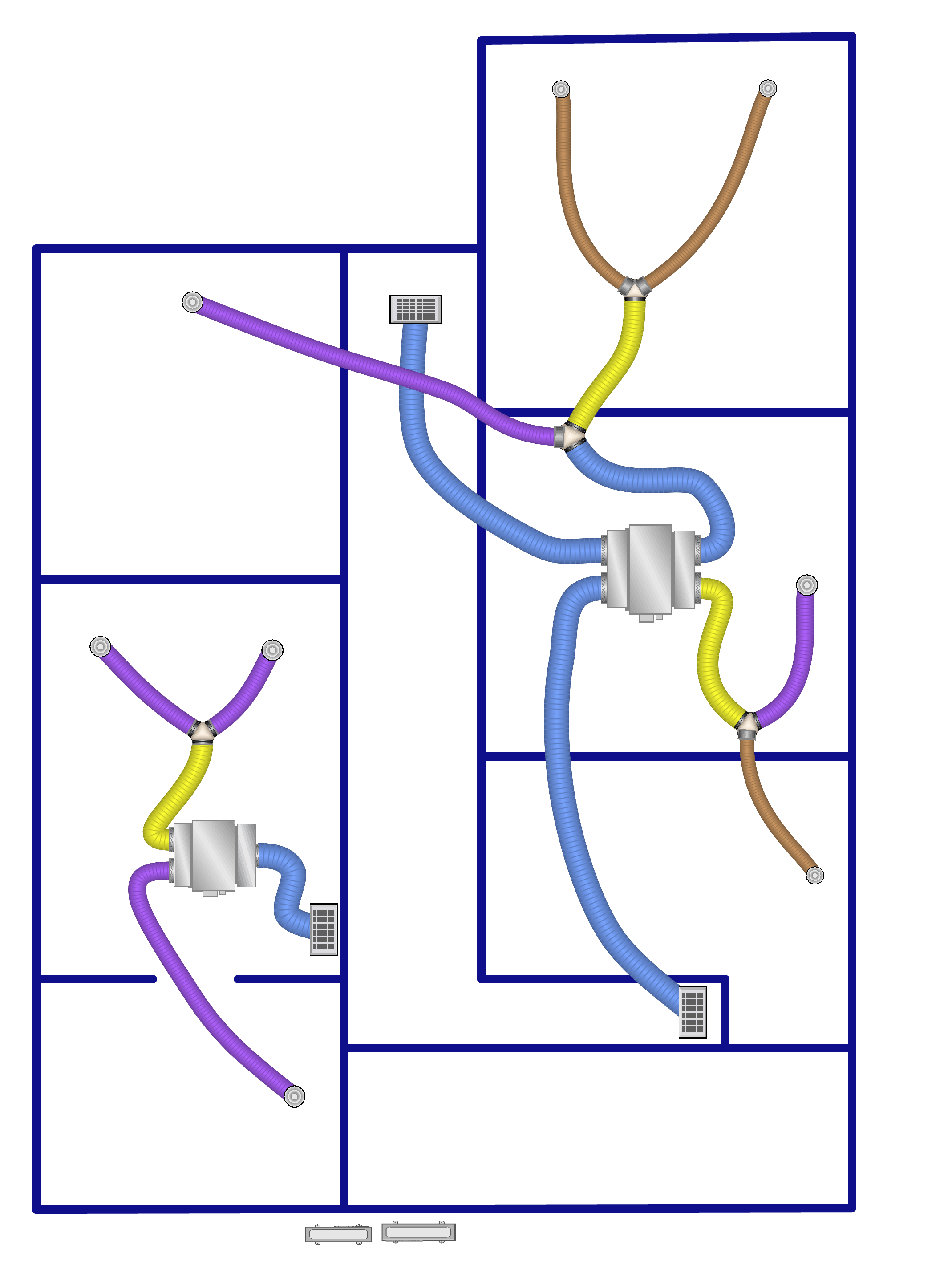 Two-zone ducted heat pump layout design plan for the Riccarton villa project.