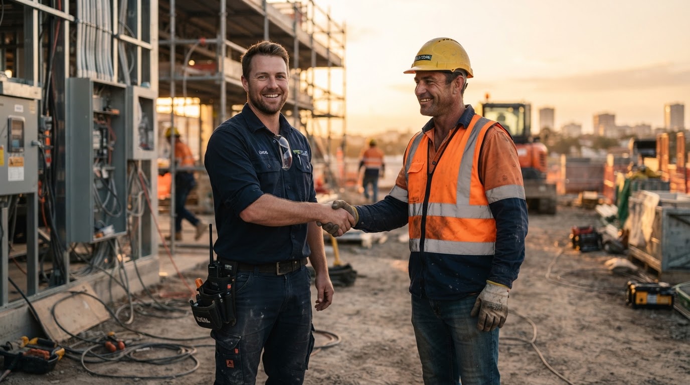 Parteneriat între electrician și firmă de construcții pe șantier