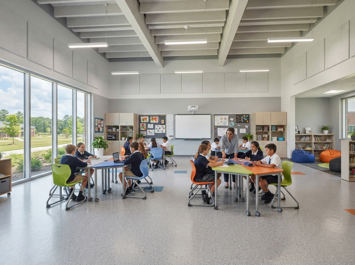 School classroom with durable commercial flooring — representative project type Genesis serves