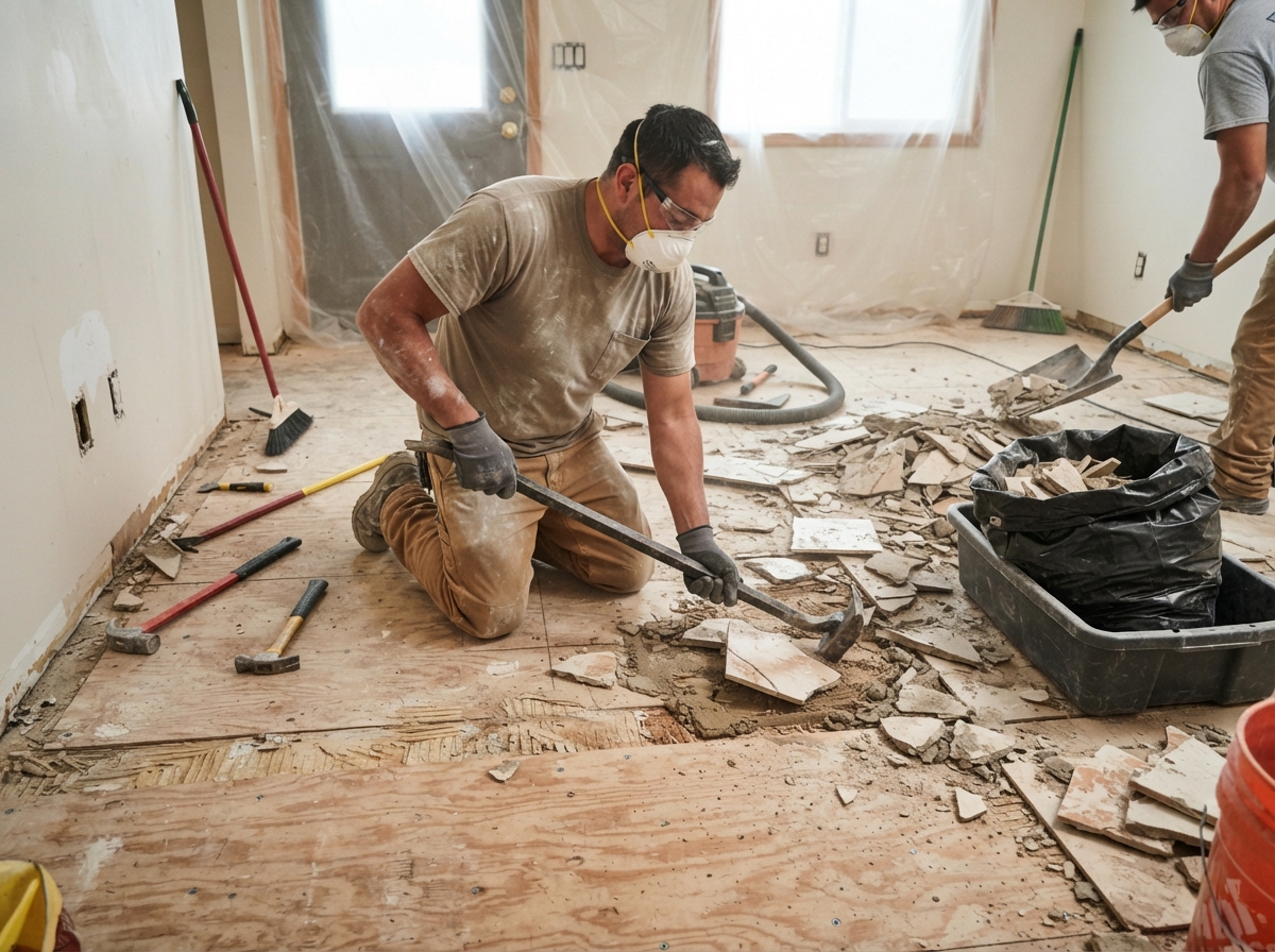 Floor demolition and removal — preparing a clean starting point for new flooring