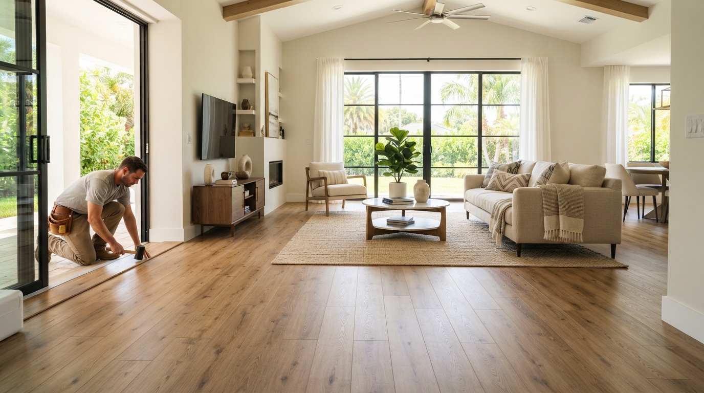 Vinyl plank flooring installation in a Lakeland FL home — Genesis Flooring & Renovations
