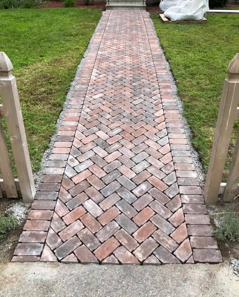 Paver or walkway project by Handy Lou's — herringbone brick paver walkway