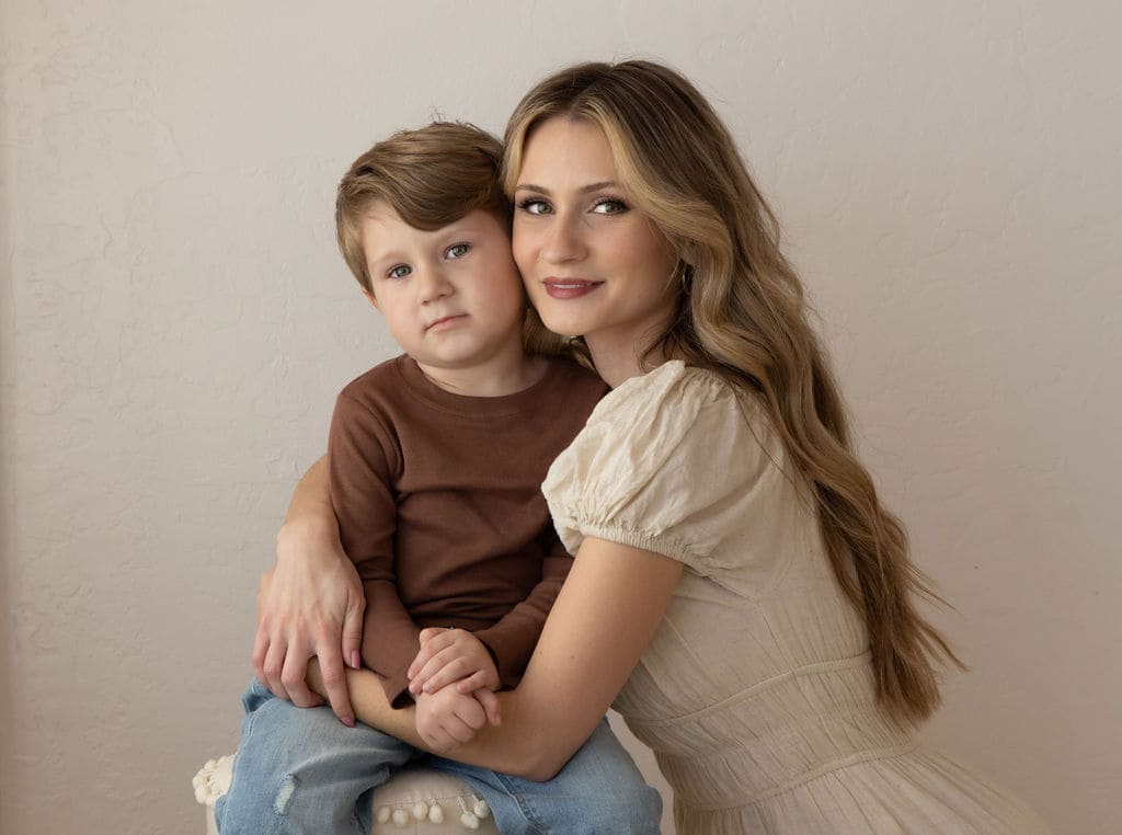 Mother and son portrait by Brooke Lazzarini