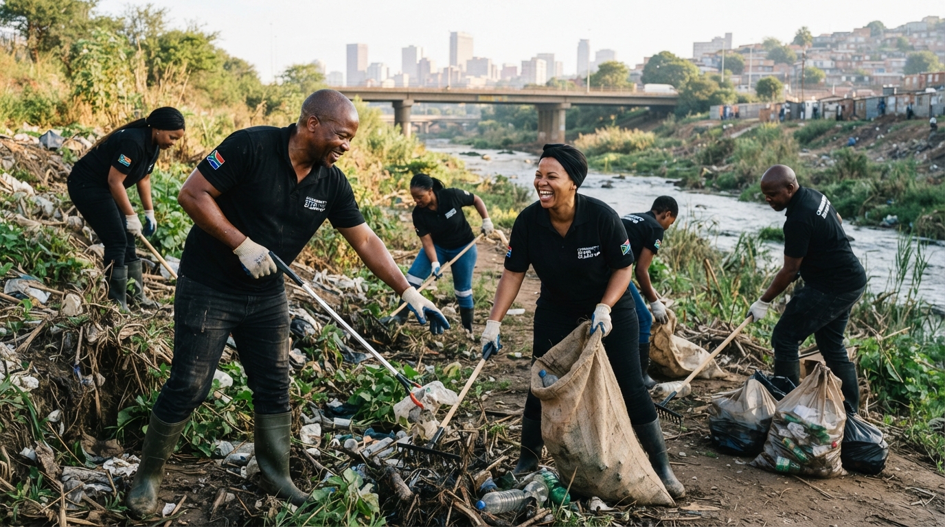 Offline. team restoring an urban Johannesburg river corridor