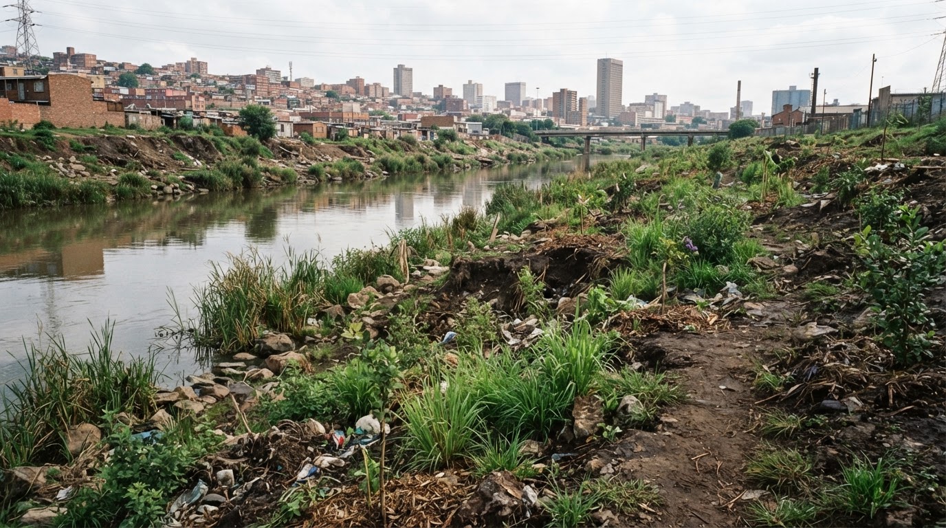 Johannesburg riverbank where indigenous vegetation is beginning to recover