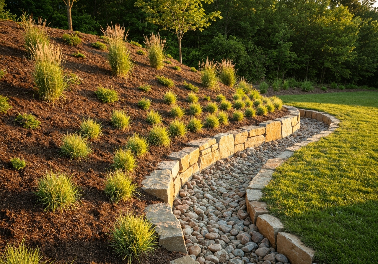 Stabilized native planting with creek bed